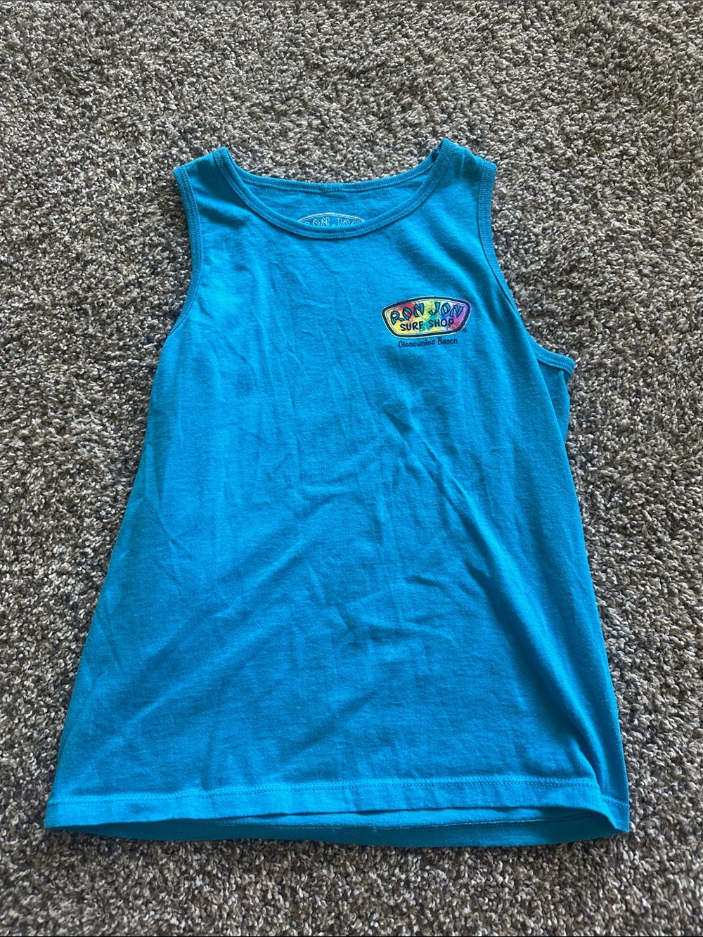 Ron Jon Blue Kids Tank Top with Small Multicolor Surf Patch